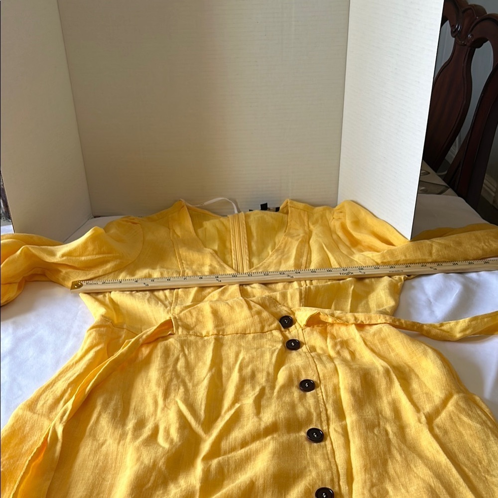 Yellow Asymmetrical Wrap Sundress - Picture 4 of 7